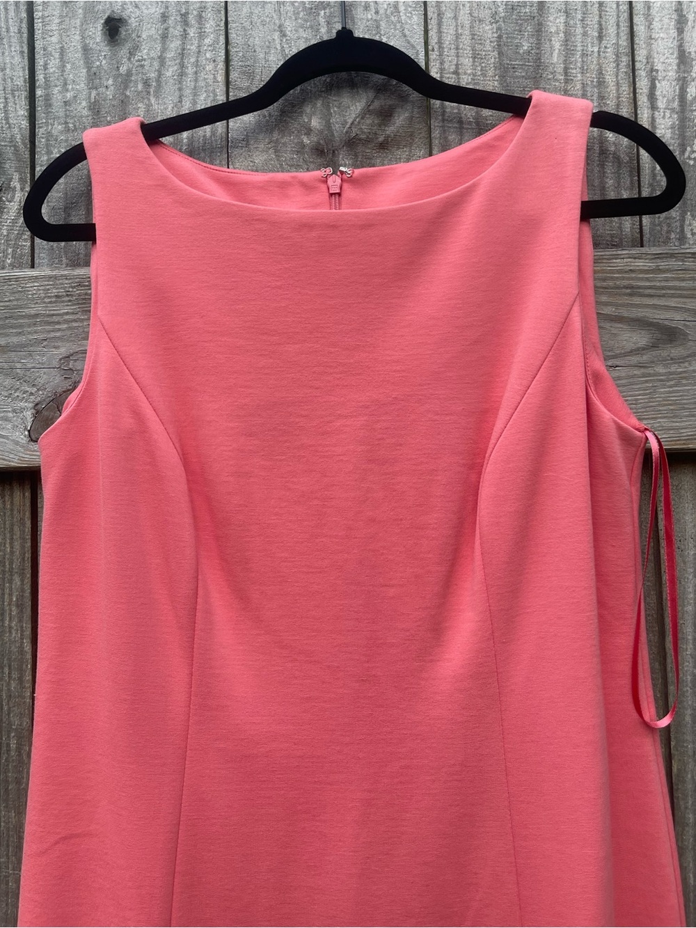 Talbots Coral Pink Sleeveless Midi Dress with Scalloped Laser-Cut Hem NWT SZ 6 - Picture 2 of 11